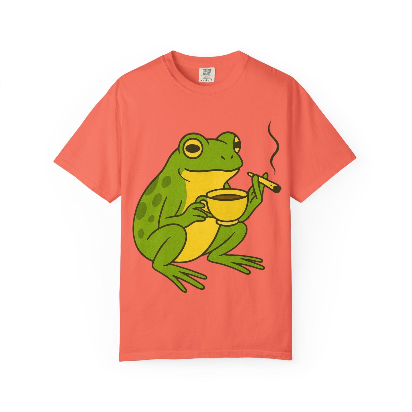 “Rise & Toad: Coffee & Cannabis” – Relaxing Frog T-Shirt