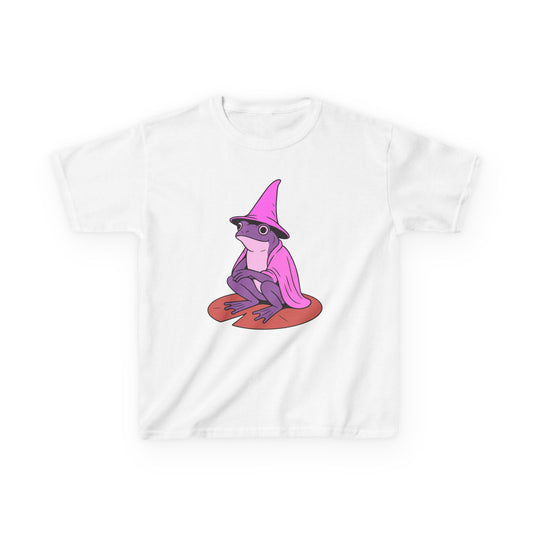 Pink Wizard Frog on a Lilypad Kids T-Shirt