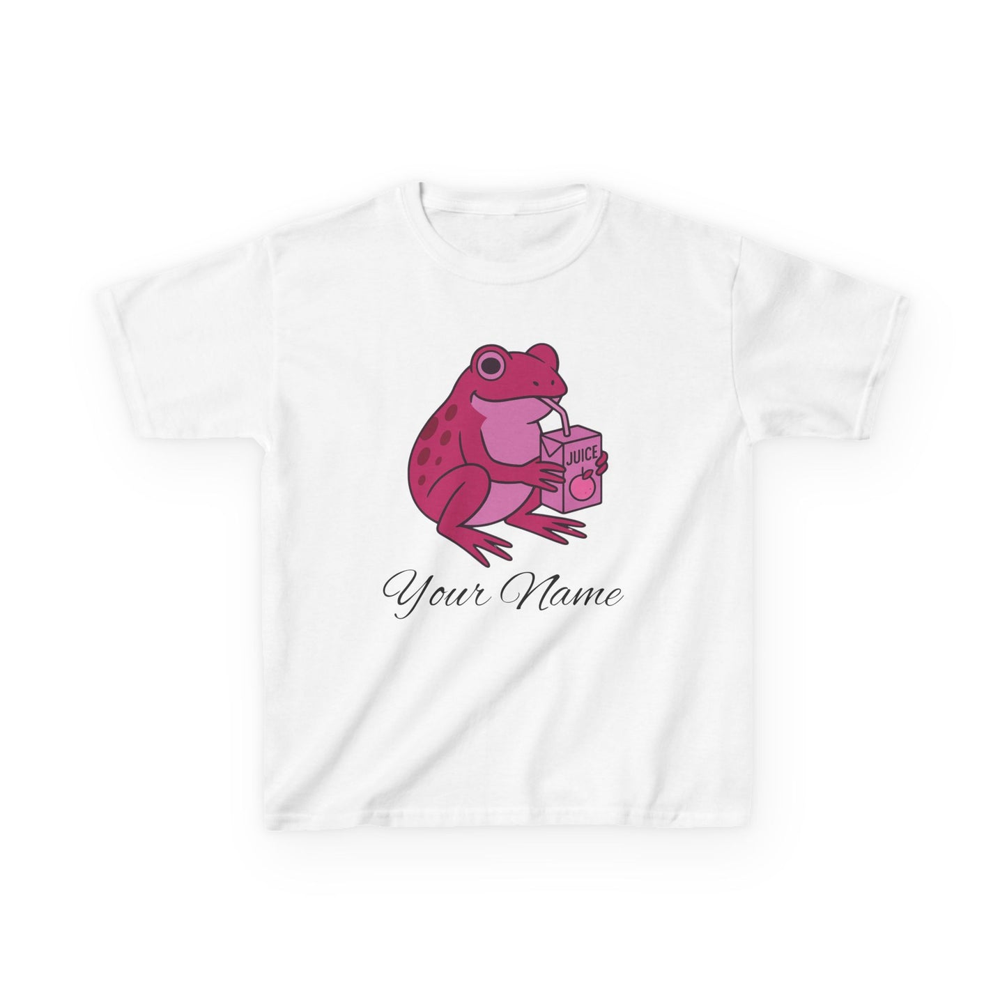 Personalized Pink Frog & Juice Box Kids T-Shirt