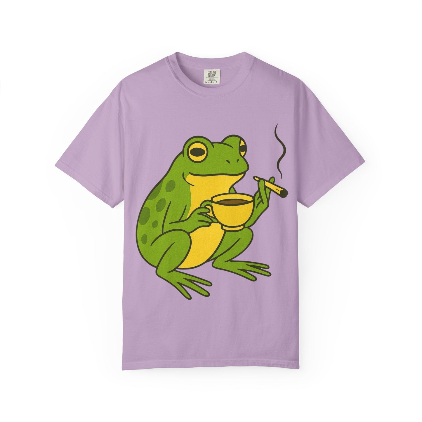 “Rise & Toad: Coffee & Cannabis” – Relaxing Frog T-Shirt
