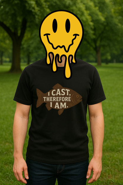 I Cast, Therefore I Am - Philosophical Fish T-Shirt