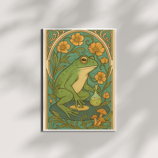 The Blooming Mix – Art Nouveau Frog Poster Print