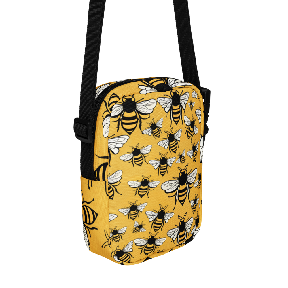 The Queen’s Carry – Crossbody Utility Bag (Bee Pattern) 🐝✨