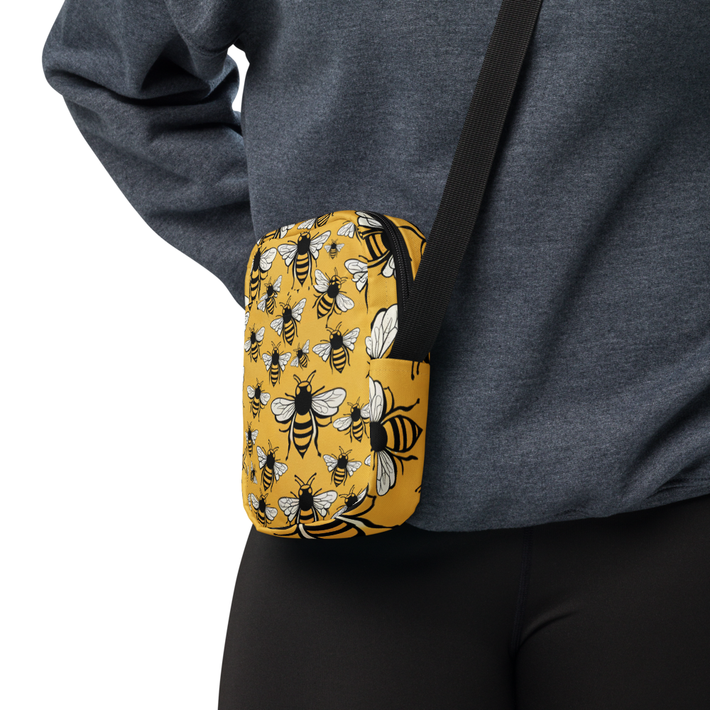 The Queen’s Carry – Crossbody Utility Bag (Bee Pattern) 🐝✨