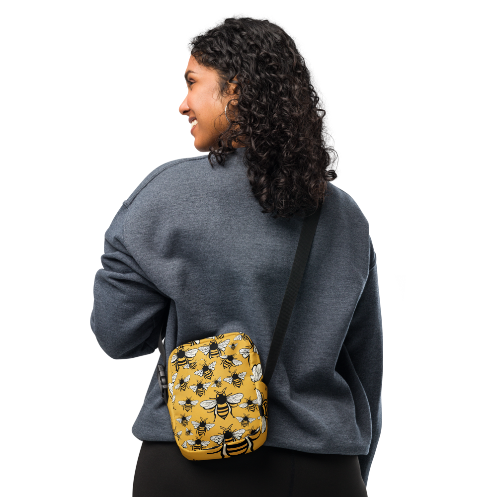 The Queen’s Carry – Crossbody Utility Bag (Bee Pattern) 🐝✨