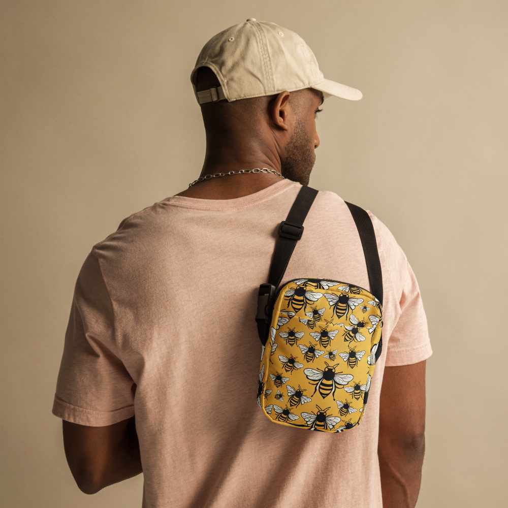 The Queen’s Carry – Crossbody Utility Bag (Bee Pattern) 🐝✨