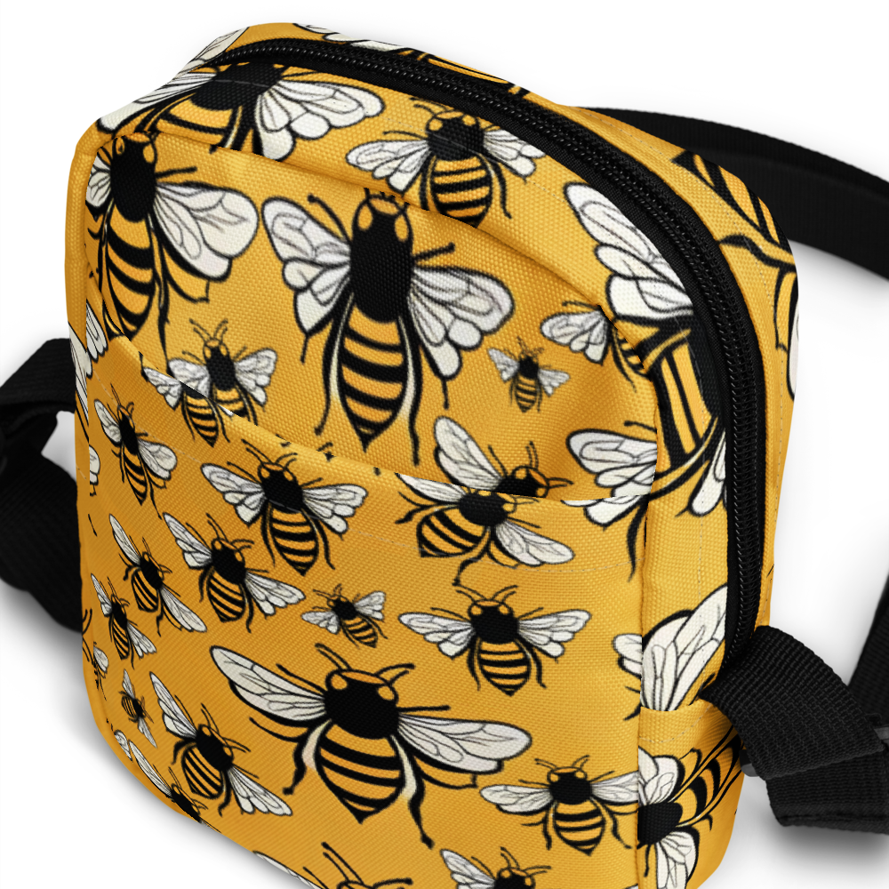 The Queen’s Carry – Crossbody Utility Bag (Bee Pattern) 🐝✨