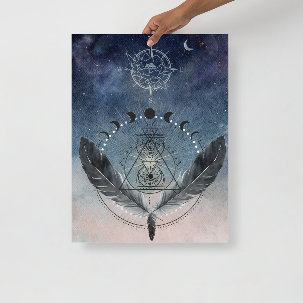 "Chart a Course" – 18x24 Digital Art Print 🌙🧭✨