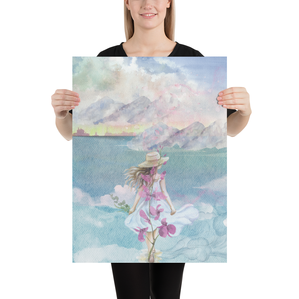 "Swift Goodbyes" – 18x24 Digital Watercolor Print 🍃🌸✨