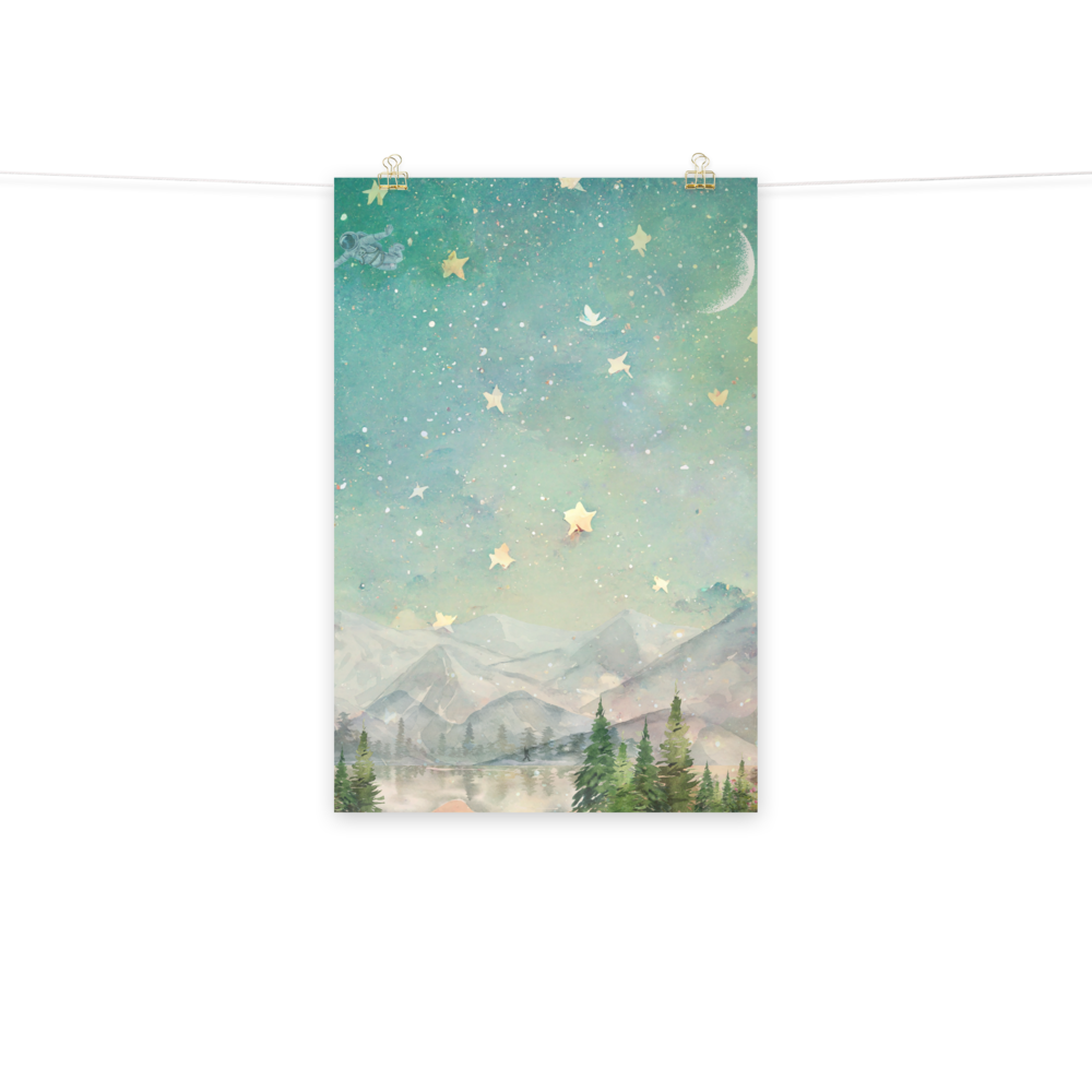 "Say Hello to the Stars" – 20x30 Digital Art Print 🌲✨👣