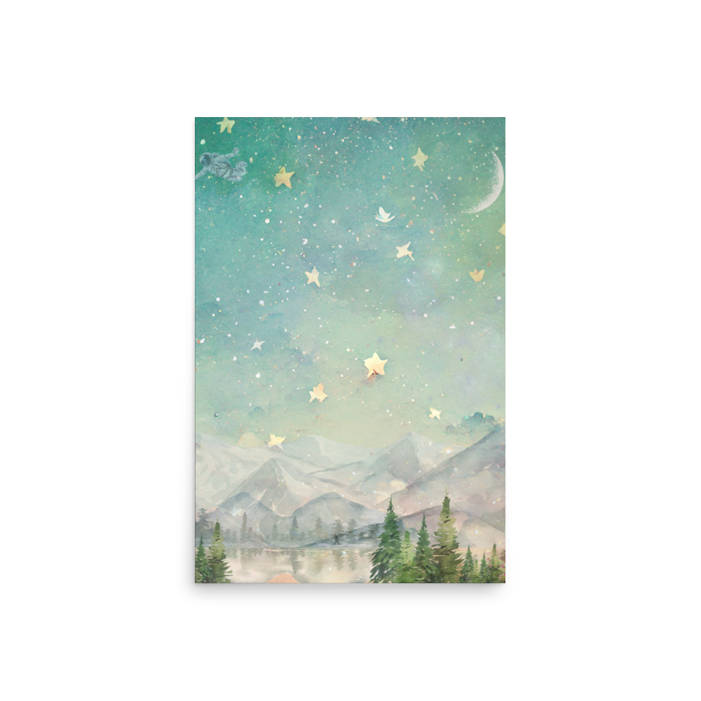 "Say Hello to the Stars" – 20x30 Digital Art Print 🌲✨👣