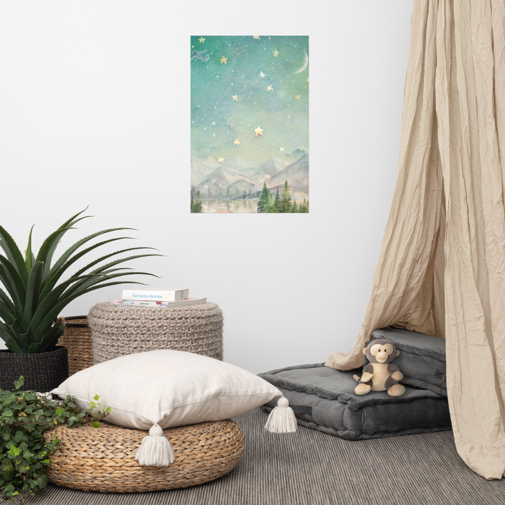 "Say Hello to the Stars" – 20x30 Digital Art Print 🌲✨👣