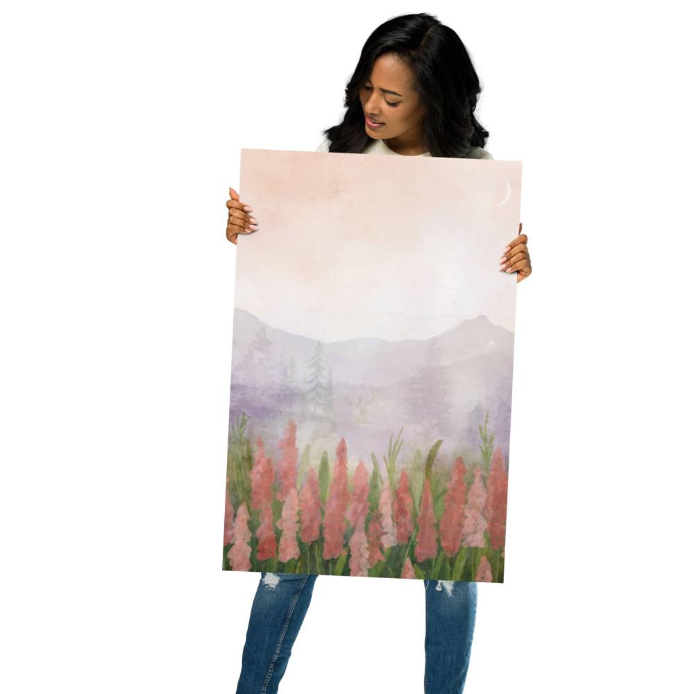 "Fog & Flowers" – 20x30 Digital Art Print 🌫️🌸✨