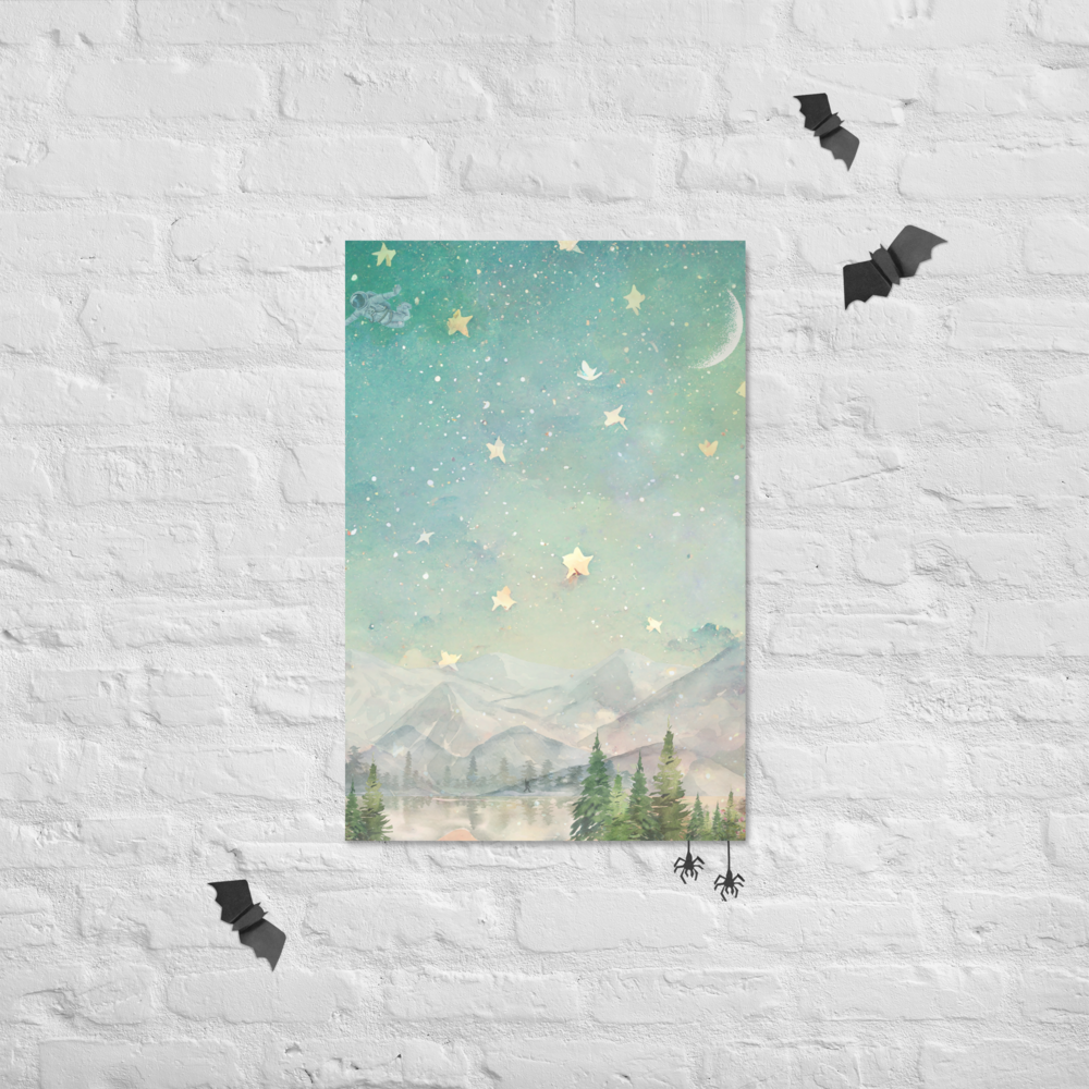 "Say Hello to the Stars" – 20x30 Digital Art Print 🌲✨👣