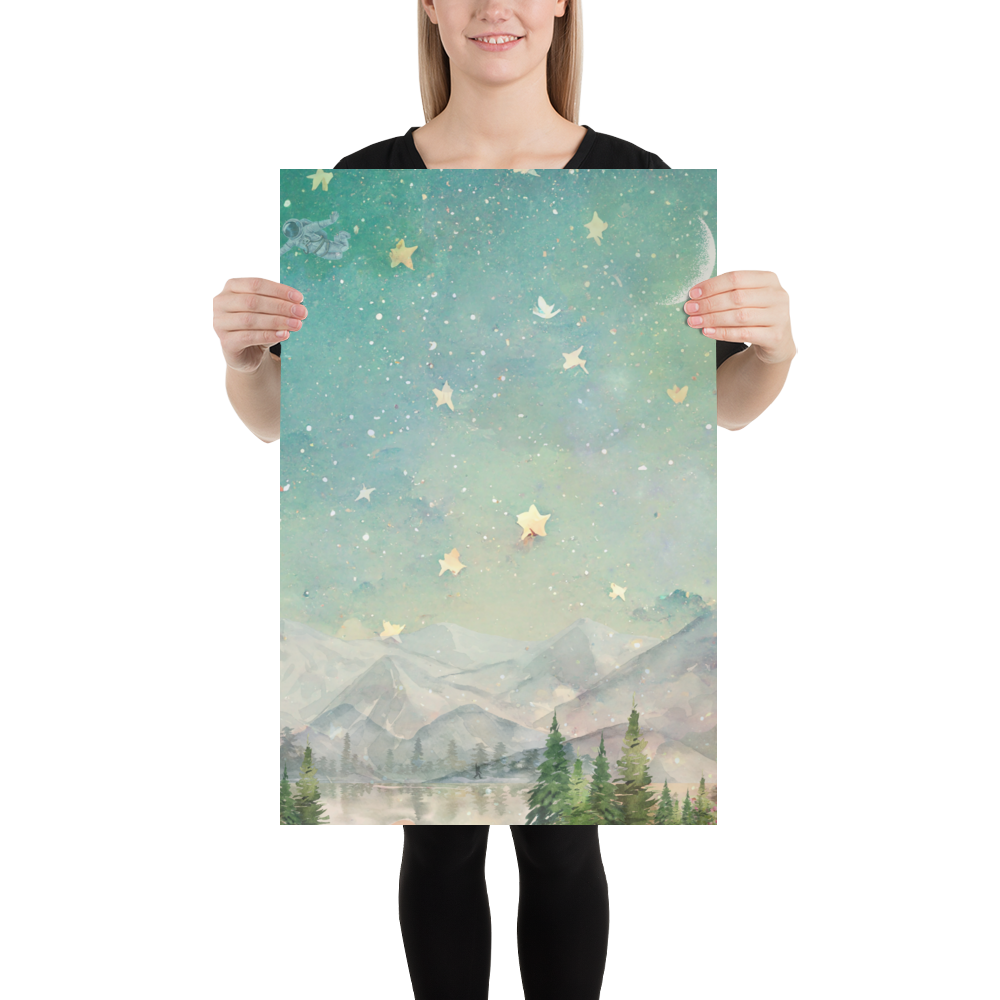 "Say Hello to the Stars" – 20x30 Digital Art Print 🌲✨👣