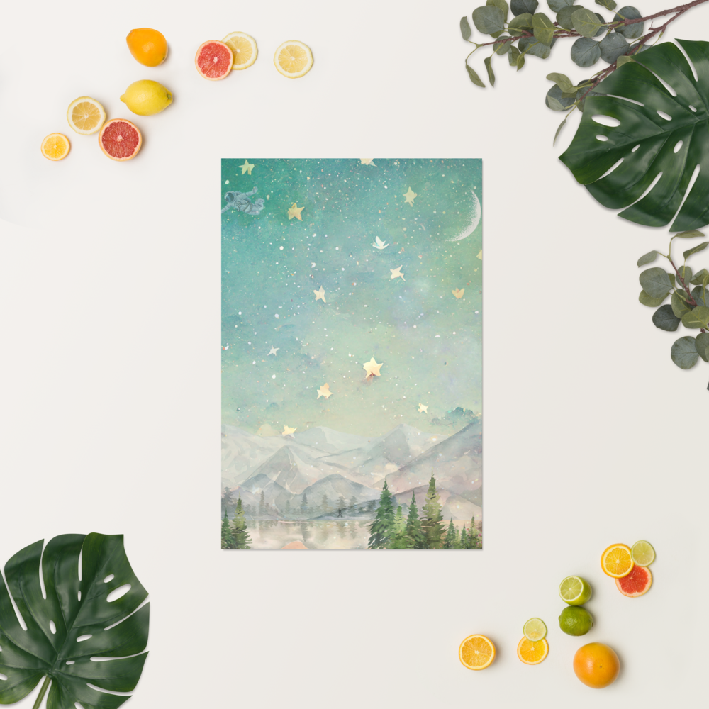 "Say Hello to the Stars" – 20x30 Digital Art Print 🌲✨👣