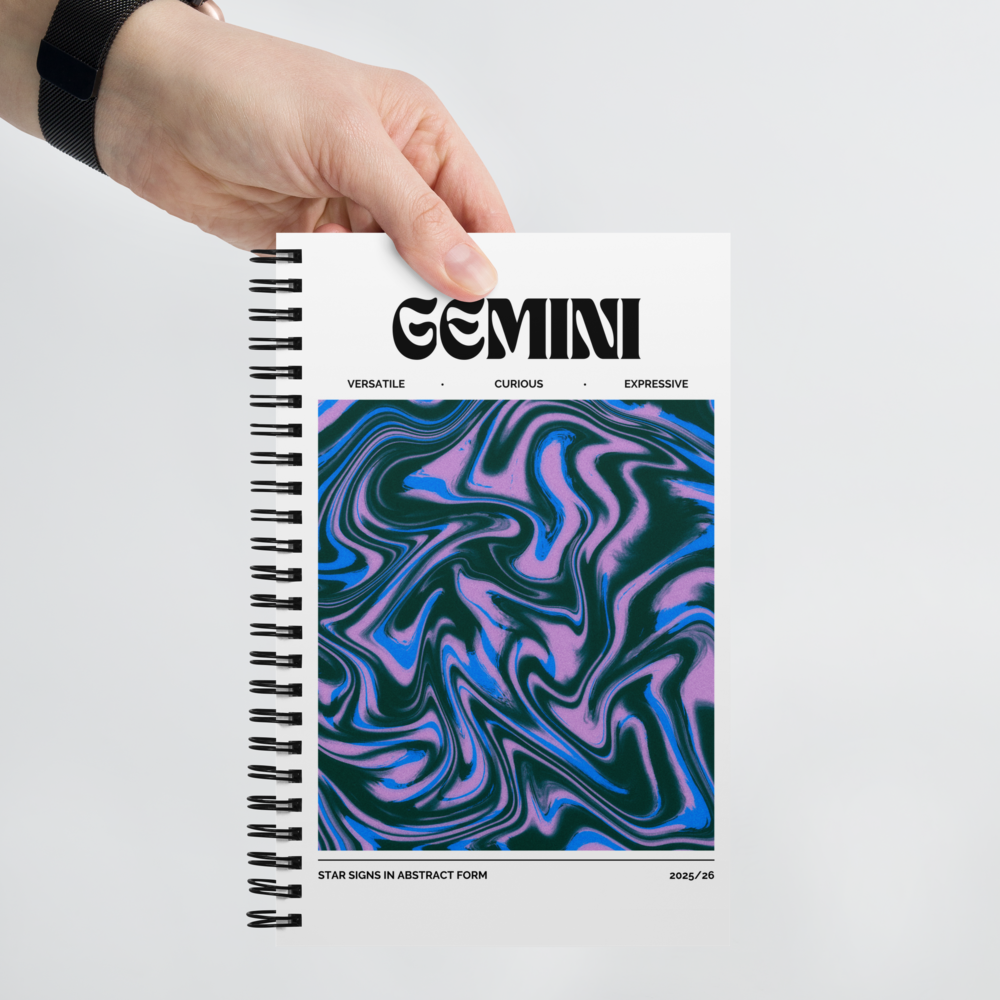 Gemini Spiral Notebook – Psychedelic Star Sign Edition ♊✨