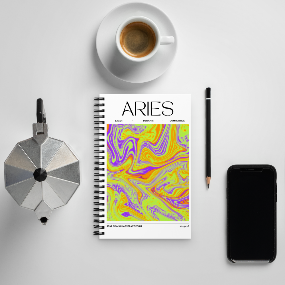 Aries Spiral Notebook – Psychedelic Star Sign Edition ♈🔥