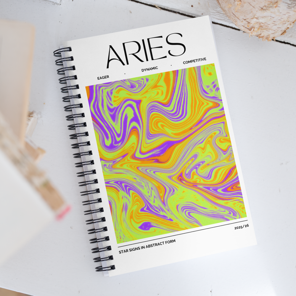 Aries Spiral Notebook – Psychedelic Star Sign Edition ♈🔥