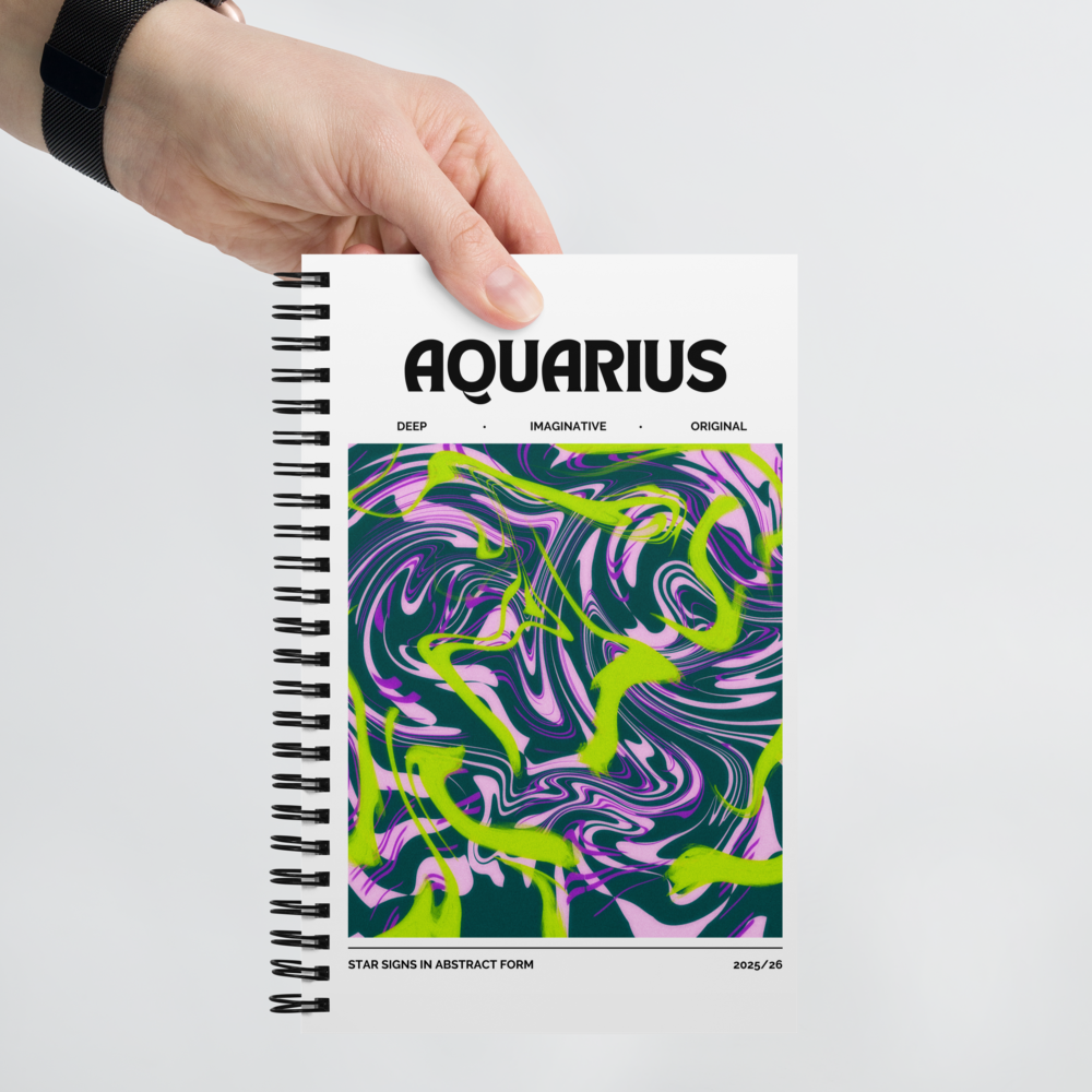 Aquarius Spiral Notebook – Psychedelic Star Sign Edition ♒⚡