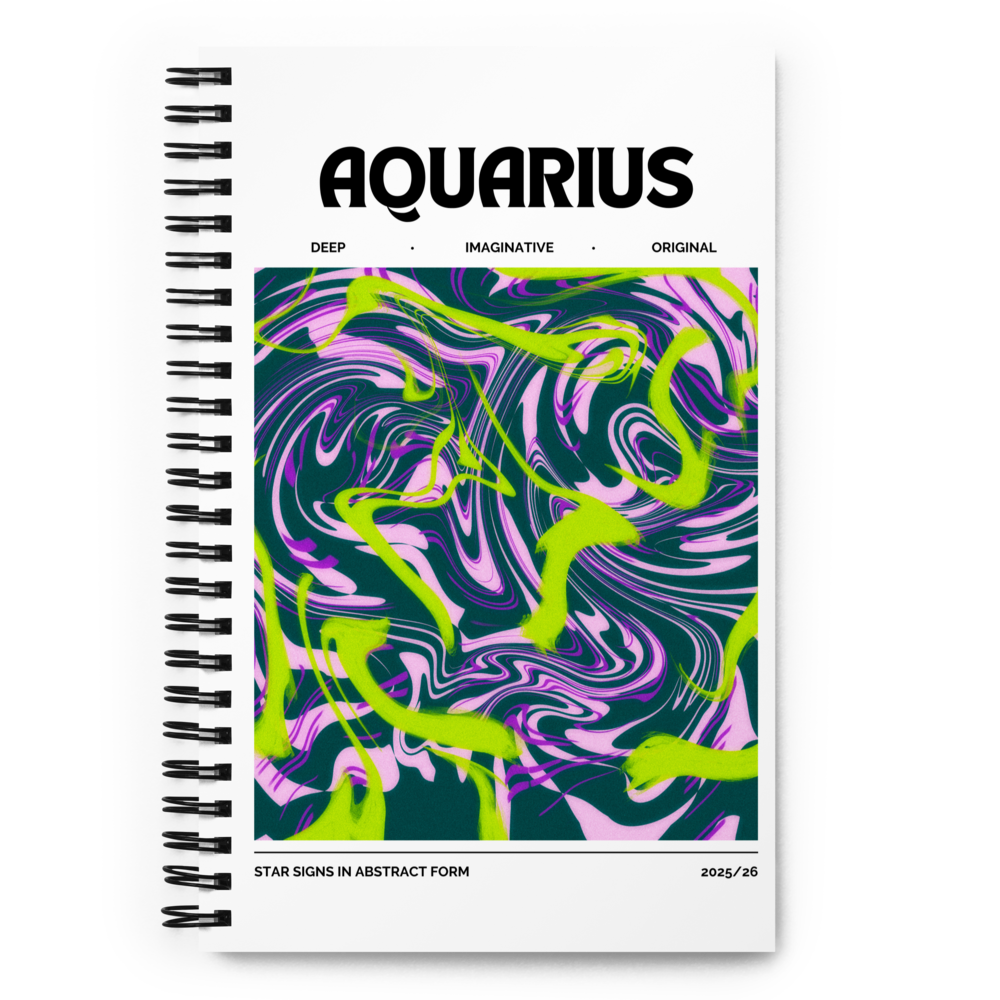 Aquarius Spiral Notebook – Psychedelic Star Sign Edition ♒⚡