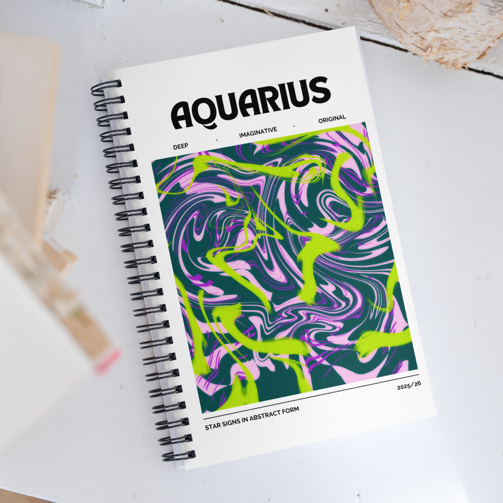 Aquarius Spiral Notebook – Psychedelic Star Sign Edition ♒⚡